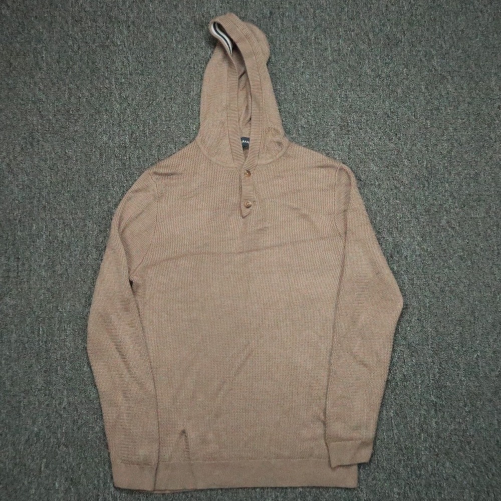 Mizzen Main Hoodie Mens Small Brown Cassady  Knit Hooded Sweater Pullover Henley